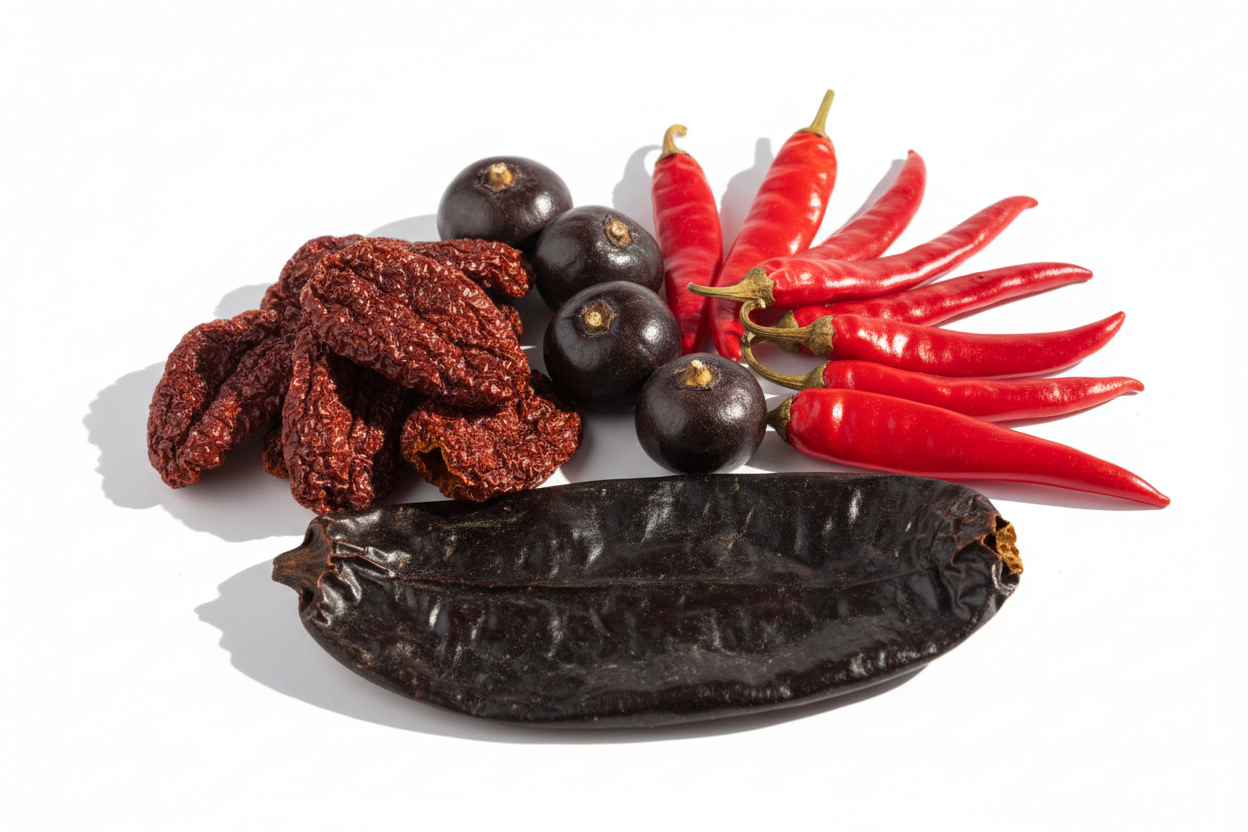 Chile Chipotle, Chile Morita, Chile Costeno, Chile Pulla, y Chile Mulato